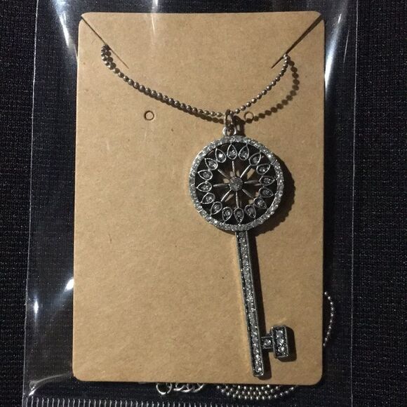Bundle Sale 3 for $15 | Silver Tone Key Pendant Necklace | Rhinestones - Picture 9 of 10